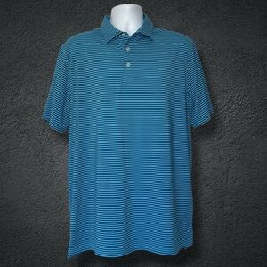 Southern Tide Performance Golf Polo Shirt XL Blue Striped brrr° Cooling Stretch